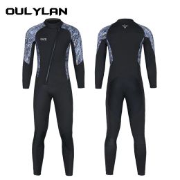 Suits OULYAN Wetsuit Swimsuit 3mm Neoprene Thermal Long Sleeve Men's Wet Suits for Swimming Scuba DivingSuit Full Wetsuits Front Zipp