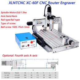 LYBGACNC XC-60F CNC Router Spindle Motor 800W 1.5KW 3axis 4axis Engraving Drilling and Milling Machine with USB Port 110V 220V