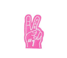 10 PCS Pink Victory Sign Patches for Clothing Bags Iron on Transfer Applique Patch for Jacket Jeans Sew on Embroidery Badge DIY3141904