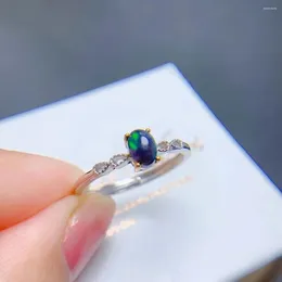 Cluster Rings 2024 Novelties Trend To Sell Korean Fashion 925 Sterling Silver 4mm 6mm Oval Cut Natural Opal Accessories For Girls