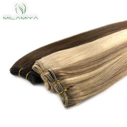 Weft Real Human Hair Weft Straight Hair Bundles European Remy Natural Human Hair Extension 100g Can Curly Hair Weaves