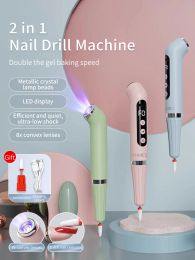 Dryers 15000 RPM Portable Handheld 2in1 Polishing Pen One Character Light Battery Storage Quick Drying Nails Light Removal Tool