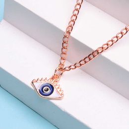 2023 New Devils Eye Necklace Womens Korean Edition Simple and Versatile Internet Red Pendant Collar Necklace