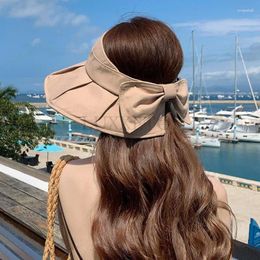 Berets Fashion Women's Bow Sun Hat For Ladies Casual Sports Golf Travel Protection Visor Hats Female Wide Brim Shade Beach