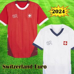 2024 Euro Switzerland Soccer Jerseys ELVEDI AKANJI ZAKARIA SOW RIEDER EMBOLO SHAQIRI 24 25 Football shirts SWISS home away Uniforms MEN KIDS KIT 111