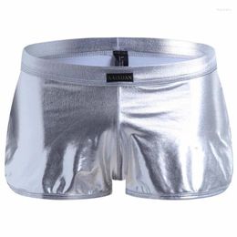 Underpants Gays Sexy Underwear For Men Fashion Boxer Shorts Pants Leather Stage Performance Nightclub Sissy Hombre Tangas Homme