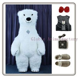 Mascot Costumes Iatable Furry Mascot Costume Smile Polar Lovely Happy White Bear Suit Xmas New Year Winter Shooting Props