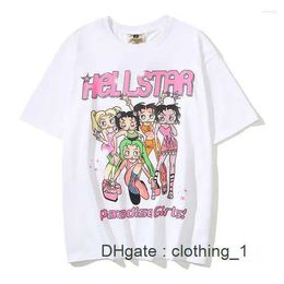 Mens T Shirts 2023ss Hellstar Paradise Girl Tee Men Women Pink Graphic Studios T-shirt High Street Tops Black Short Sleeve 2ODA 7O3U