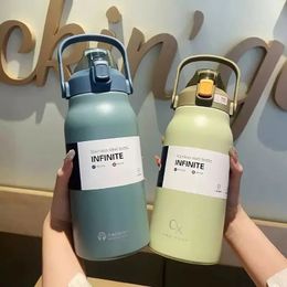 Large Capacity Thermal Water Bottle With Straw Tumbler Stainless Steel Thermo Gym Vacuum Flask Cold and Insulated Cup 240314