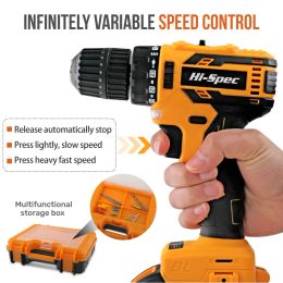 Schroevendraaiers HiSpec 20V Electric Screwdriver Cordless Drill Brushless Rechargeable Lithium Battery Mini Wireless Power Driver Tools