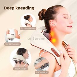 Massaging Neck Pillowws 20W Electric Neck And Shoulder Massager Wireless Neck And Back Kneading Massage Pillow Neck Cervical Back Relaxing Massage Shawl 240323