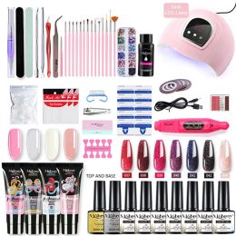 Rests Mobray Poly Nail Gel Kit with 54w Uv Lamp Gel Varnish Nail Gel Polish Set Semi Permanent Professional Extension Kit for Manicure