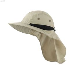 Wide Brim Hats Bucket Hats Mens mesh flap adjustable summer sun protection hat wide Brim lightweight and breathable outdoor fishing hat chapeus de sol 24323