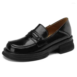 Casual Shoes Genuine Leather Women's Flat Loafer Oxford Footwear Black Brown 2024 Spring Big Size