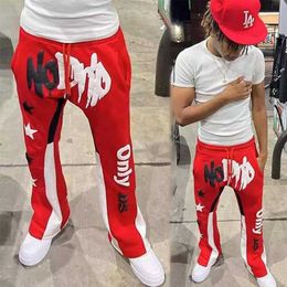 Custom Wholesale Jogger Sweat Flared Pants Graffiti Paint Splatters Breathable Flare Stacked Men