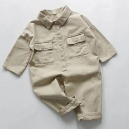 Kinder Overall Overalls Baumwolle Einfarbig Koreanischen Stil 1-6Yrs Kinder Hosenträger Frühling Herbst Baby Mädchen Jungen Overall 240322