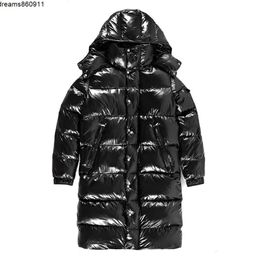 Arm Pocket Badge Mens Down Jacket Detachable Hat Puffer Jacket Winter Hooded Long Down Jackets Size Windbreaker Coat