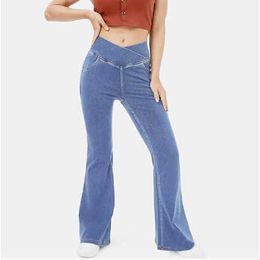 2024 Cross Waist Tight Jeans High Slimming Elastic Lifting Hip Pants Spicy Girl Style