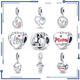 925 Silver, Hot Selling Silver Plated Mother's Day Heart Shaped Blessing Pendant on Amazon in Europe, America, Birthday Gift DIY Jewellery Accessories Free Shipping