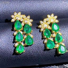 Stud Earrings KJJEAXCMY Fine Jewelry 925 Silver Natural Emerald Girl Luxury Gemstone Ear Support Test Chinese Style