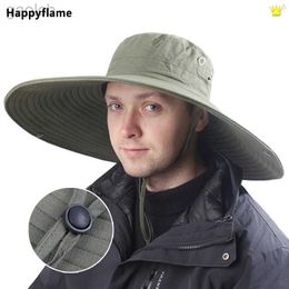 Wide Brim Hats Bucket Hats New 16CM Wide Brim Summer Fisherman Hat Fashion Solid Sombreros De Outdoor Hiking Beach Hat Breathable and UV resistant Sun Hat 24323