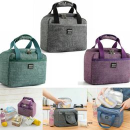 Portable Lunch Bag Thermal Insulated Box Tote Cooler Handbag Bento Pouch Dinner Container School Food Storage Bags 240312