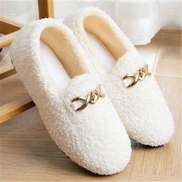 Casual Shoes 2024 Winter Women Flats Faux Lambswool Loafers Warm Slip On Flat Woman Slipper Plush Outside Home White Black Ankle