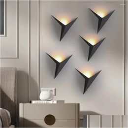 Wall Lamp Led Lamps Modern Minimalist Triangle Shape Nordic Style Indoor Stairs Living Room Lights Simple Lighting 3W Ac85-265V Drop D Ot7S8