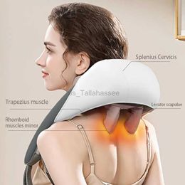 Massaging Neck Pillowws Electric Neck Massager Shawl U Shape Shiatsu Kneading Heating Relieve Cervical Back Pain Relaxation Fatigue Body Massage Device 240322