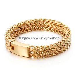 Chain Kalen Stainless Steel Link Bracelets High Polished Dubai Gold Colour Mesh Men Cool Jewellery Accessories Gifts 230508 Drop Delivery Dh0Pk