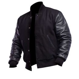 Trendy Men's Varsity Letterman - High School College Baseball Bomber Wool + Faux Leather Jacket Men