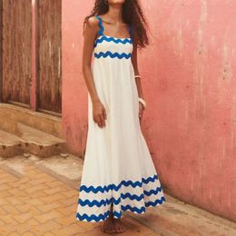 Casual Dresses Beach Vacation Long Maxi For Women Fashion Sleeveless Dress Summer Loose Sexy A Line Prints Beachwear