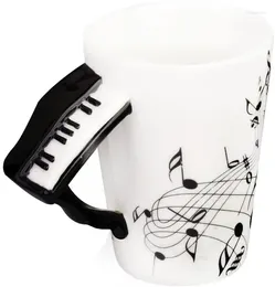 Mugs Music Mug With Piano-Shaped Handle Porcelain Musical Note