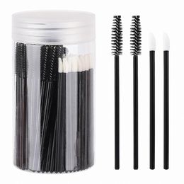 100 Pcs Spoolies Mascara Wands and Lip Brushes Wands, Disposable Eyel Brushes Lipstick Tester Makeup Applicator ToolBlack R4rO#