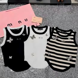 Designer Tank Top Women Summer miui 2024 new heavy industry butterfly design vest 3D pattern slim fit and fashionable High quality vest