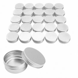 24/96pcs 30g 50g 60g Aluminum Round Refillable Bottles Tin Cans Box Sier Cream Jar Pot Screw Thread Lid Lip Balm Ctainer c77i#