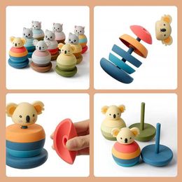 Stacking Sorting Nesting toys 1 set of soft building blocks silicone stacking baby circular rubber teeth Montessori for kids 24323