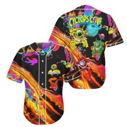 Subtronics Liquid Acid Trippy Psychedelic Cyclops Cove Rave Baseball Jersey V-Neck Short Sleeve Streetwear Women Men 3D T-shirt