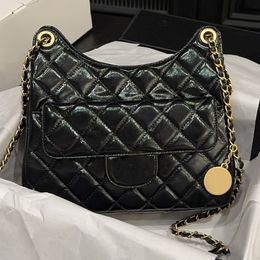 Women Hobo Designer Crossbody Bag Tote Vintage Genuine Leather Gold Chain Black Shoulder Luxury Classic Diamond Pattern Double Letter Quilted Messenger