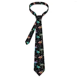 Bow Ties Men's Tie Colorful Flamingo Neck Funny Animal Print Classic Casual Collar Custom Daily Wear Party Necktie Accessories