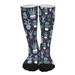 Women Socks Cactus Print Stockings Funny Plants Graphic Modern Winter Non-Slip Outdoor Soft Breathable