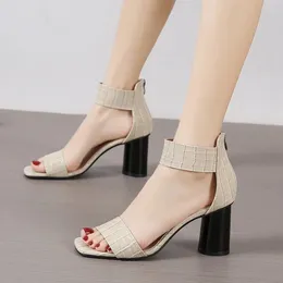 Dress Shoes One-word Buckle Strap Women Sandals 2024 Fashion Solid Colour Summer Luxury Daily With Heel