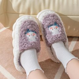 Slippers Comfort Cotton For Women Men Winter Indoor Plush Warm Home Shoes Students Cartoon Non-slip Flats Pantufa Feminina