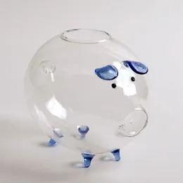 Vases Pig Shaped Glass Hydroponic Vase Plant Pot For Home Living Room