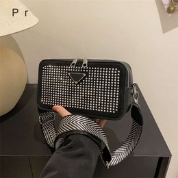 Popular Bag New Water Diamond Phone Camera Fashionable Wide Shoulder Strap Single Crossbody Small Square Bag