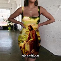 Casual Dresses Phechion Jesus Christ 3D Print Dress Women Halter Sleeveless Fashion Ladies Novel Sexy Womens Clothing G42