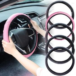 Steering Wheel Covers Cover 37-38cm Summer Winter Universal PU Leather Embossed Corrugated Non-slip Heat-resistant