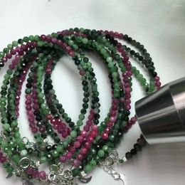 Decorative Figurines Unit One Piece 925 Silver Buckle With Natural Ruby Zoisite Crystal Healing Faceted Bead Bracelet Special Jewellery Gift