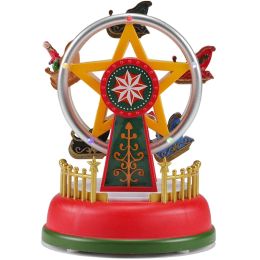 Boxes Carnival Animated Ferris Wheel Christmas Scene Illuminated Village Collection, Home Desk Decoration, Displays LED Lights Musical