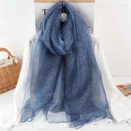 Scarves Spring And Autumn Mulberry Silk Scarf Sunscreen Shawl Women's Double Layer Spliced Mohair Waist